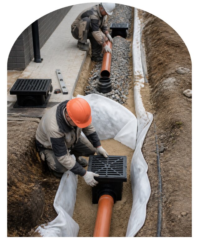 Монтаж ливневой канализации на участке под ключ в Камне-на-Оби